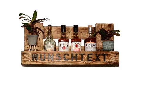Weinregal Holz Schnapsregal vintage für Küche Hausbar Wandregal rustikal...