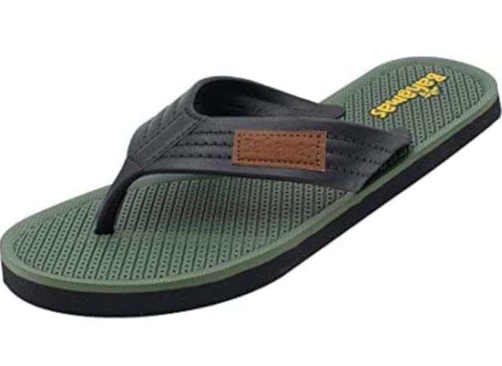 Men's Comfort Flip Flops, Textured Sole,bahamas(BHG-108) (OLIVE BLACK, UK Footwear Size System, Adult, Men, Numeric, Medium, 10)