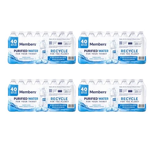 Purified Drinking Water, 16.9 fl oz Bottles, Bulk Pack, Ideal for Home, Office, Gym, Travel & Emergency Storage. Pack of 4. 160 Bottles Total