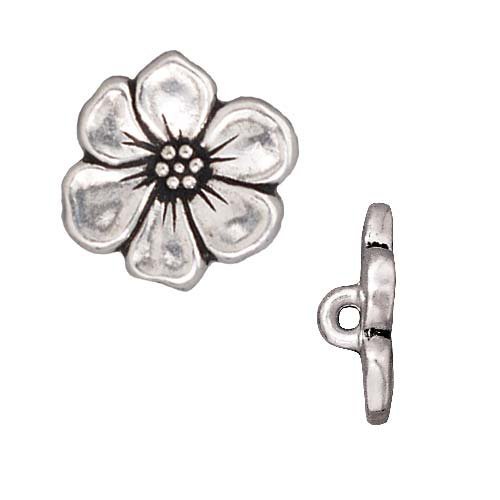 TierraCast Antiqued Silver Plated Lead-Free Pewter Apple Blossom Buttons 15.5mm (2)