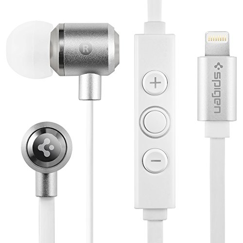 Spigen Lightning Headphone for iPhone Earbud Earphone for iPhone X / 8/8 Plus / 7/7 Plus / 6S / 6S Plus with Apple MFI Approved Lightning Port with Extra Eartips - White
