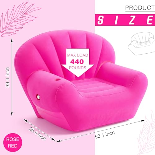 Novabright Inflatable Couch, Flocked Surface, Single Size, Small, Hot Pink by Novabright - Used condition - Image 2