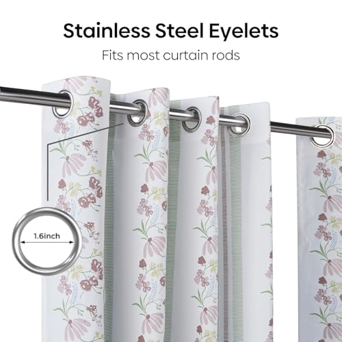Image of haus & kinder Digital Printed Cotton Window Curtain 5 Feet Long Pack of 2 Window Curtains, 5 Feet Curtain for Window (Maison Fleuree, Multi 130x152 CM)