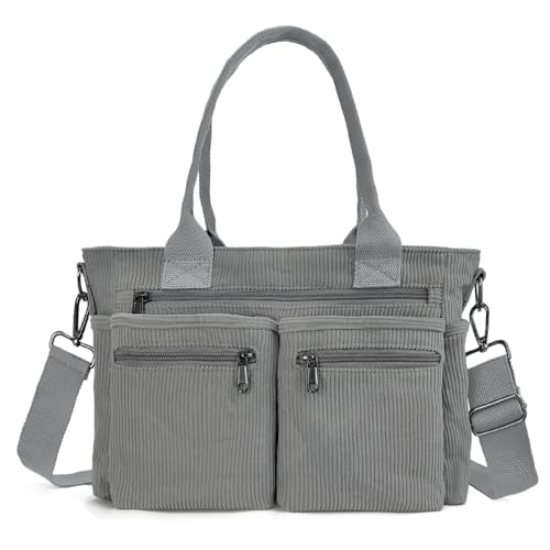 Image of KAMEILONG Womens Casual Corduroy Tote Bags with Multiple Pockets Hobo Crossbody Bag Travel Shoulder Bags Cute Purse Handbag