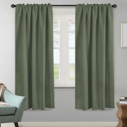 Image of H.VERSAILTEX Blackout Curtains Thermal Insulated Window Treatment Panels Room Darkening Blackout Drapes for Living Room Back Tab /Rod Pocket Bedroom Draperies (2 Panels, Bronze Green, 52 x 72 Inch)