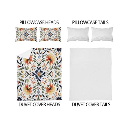 Housse de couette fleurs printanières king 220x240cm floral imprimé