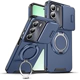 ILING Cover per Realme C75 4G / Realme 14X 5G, Opaca Militare Antiurto Rigido PC Silicone TPU Bumper Custodia con Magnetico Anello Supporto e Scorrevole Protezione Fotocamera (Blu)