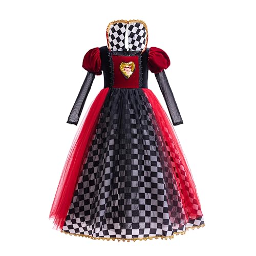 Disfraz de Reina de Corazones rojo para niñas 4-5 años miniatura 1