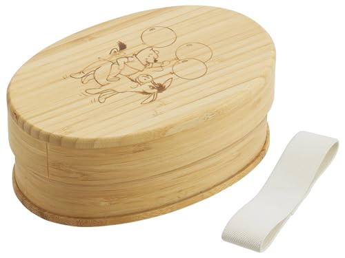 スケーター(Skater) 竹製 ランチ ボックス 600ml 和風 弁当箱 小判型 仕切り付 ランチベルト付 ディズニー くまのプーさん BWLB6-A