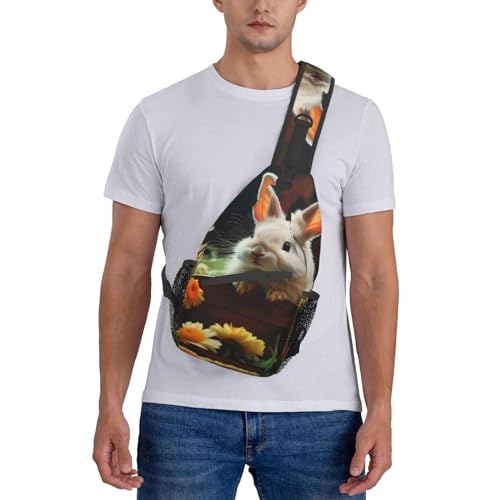 Bolso bandolera unisex con diseño de conejo y flores miniatura 7