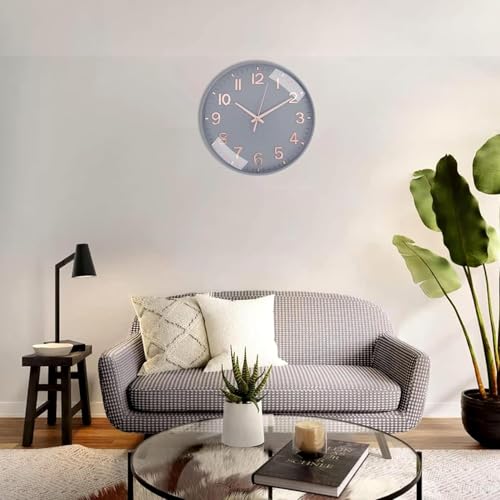 Image of Rylan Plastic Digital Wall Clock 12 inch Silent Quartz Decorative Non-Ticking Classic Clock Battery Operated Round Easy to Read for Room /Home /Kitchen /Bedroom /Office /School (Grey Gold)'