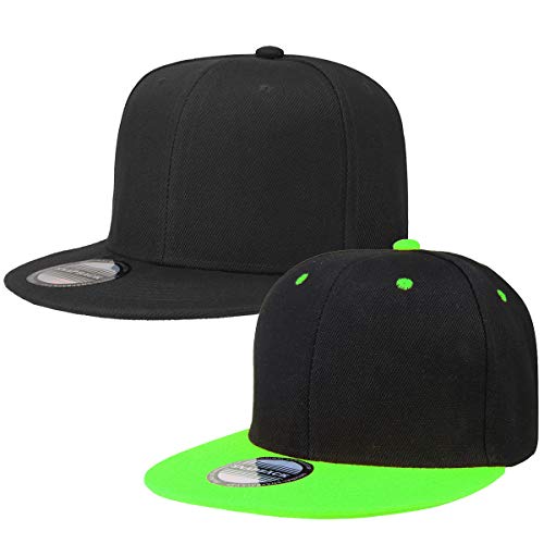 Image of Classic Snapback Hat Cap Hip Hop Style Flat Bill Blank Solid Color Adjustable Size