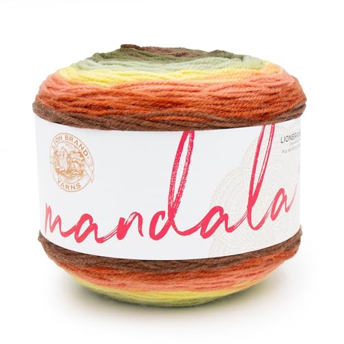 Image of Lion Brand Yarn, Mandala DK Lightweight Yarn for Knitting, Crochet, and Crafts, Sandman, 1 Pack, Self-Striping Acrylic Fiber for Baby Blankets, Multicolor Shawls and Variegated Cardigans