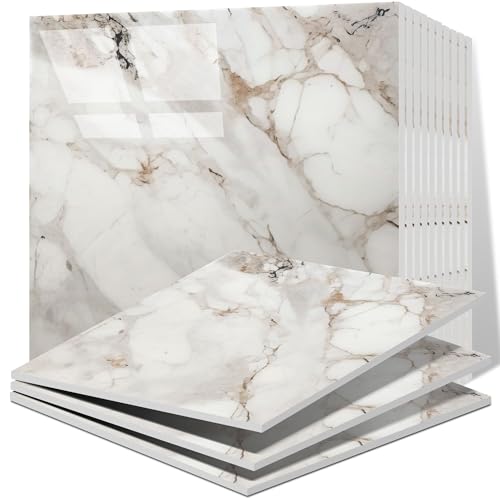 Vieshful 20 Pièces Carreaux Adhesif Cuisine, Carrelages en Marbre Auto-Adhésifs de 30 x 30 cm pour mur, Carrelages Adhésifs Pour Cuisine, Salle de Bains...