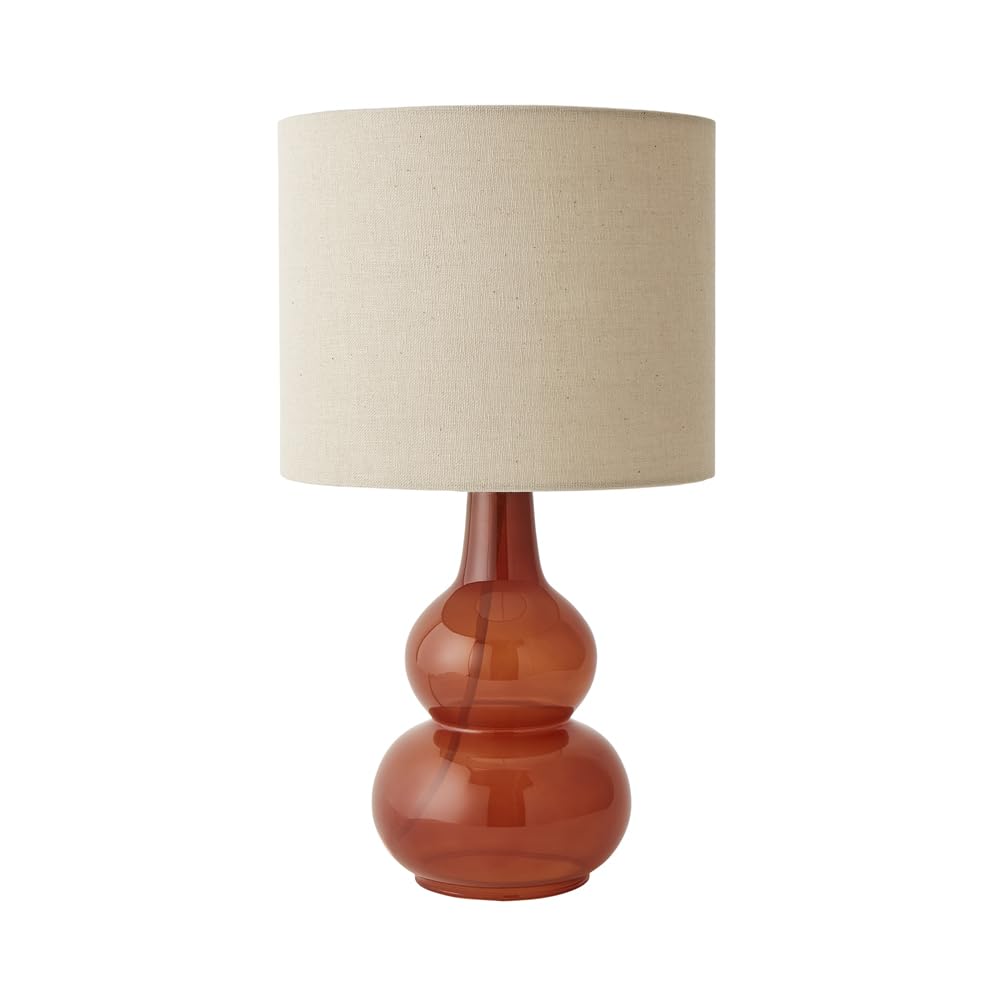 ValueLights | Maguire Burnt Orange Glass Table Lamp with Natural Shade