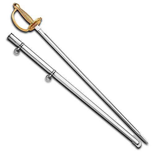 Atlanta Cutlery Authentic Hand Forged 1840 Non-Commissioned Steel Sword Brass Hilt Functional Battle Ready Rapier with Steel Scabbard
