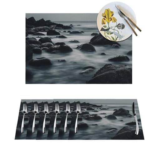 Set de table facile à nettoyer et résistant à la chaleur en vinyle tressé lot de 4