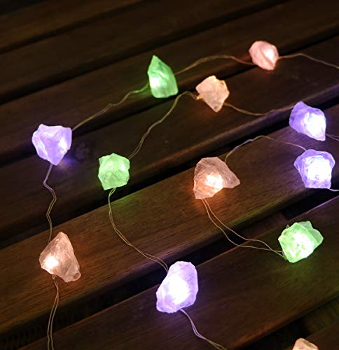 Jashika Genuine Quartz Crystal Decorative String Lights Raw Stone Color Changing 8.5Ft 20 Leds Usb Plug In Battery Operated With Remote For Valentine’s Day Bedroom Décor Meditation Décor #TOP1