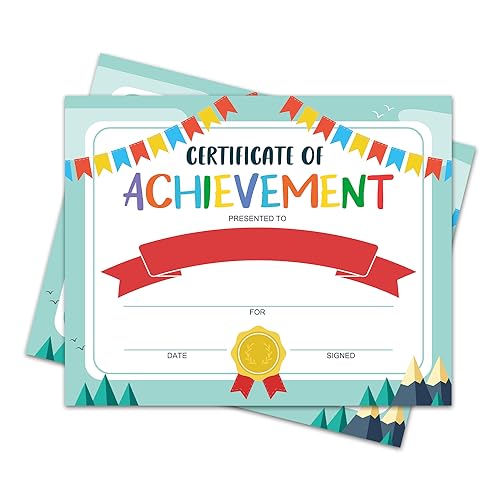 Colorido certificado de logro en el aula, 25 certificados de premio, certificados de reconocimiento de finalización para niños y padres, profesores y estudiantes, diploma de graduación escolar -03