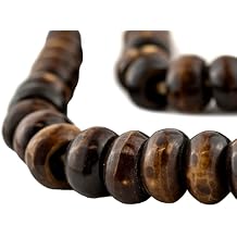 The Bead Chest Brown Bone Beads - Full Strand of Fair Trade African Beads Large, Brown