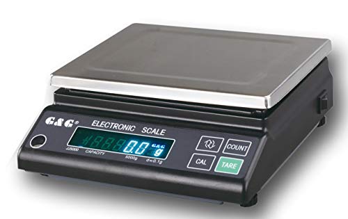 G&G JJ-Baureihe JJ600g-1000g/0.01g-6000g/0.1g, bis 6000g, Versionen ab 0,01g. 230V Stromanschluss, keine Abschaltautomatik, VFD-Display, Edelstahl-Wägefläche, Tara-Funktion, Laborwaage Industriewaage