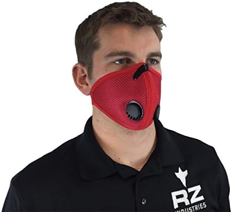 RZ Dust/Pollution Mask Bonus Pack w/5 Laboratory Tested Filters, Model M2, Mesh, Red, Size Large
