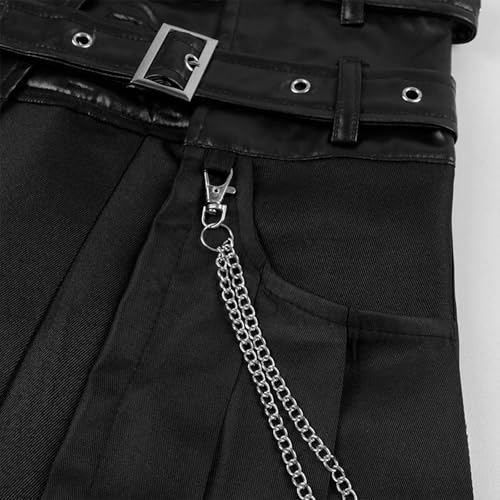 Falda ajustable estilo hip hop y gótico con pliegues para hombre en talla L 5