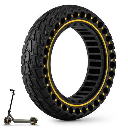 HAONAIMO E Scooter Tires 10 Inches x 2.5 Solid Tires 10 Inches Solid Replacement Wheels 60/70-6.5 Electric Scooter Solid Rubber Tires Honeycomb Solid Tires for Ninebot Max G30/G30D/G30E/G30LP-Yellow