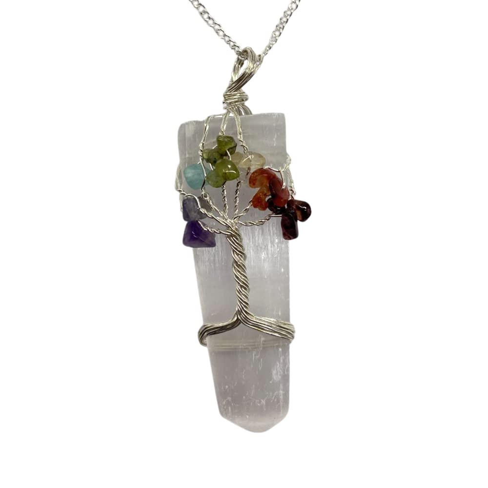 Vie Selenite Naturals Tree Of Life 7 Chakra Pendant, One