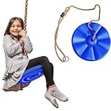 Treehouse Swing Round Disk, Rope Child Seat Durable Round Outdoor Backyard Playground Suitable for Children 3-10 Years Old Weight Capacity 220 lbs/100 kg Blue