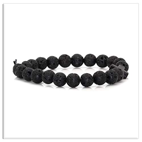 Xusamss Cross Bead Bracelet 8MM Lava Rock Turquoise Tiger Eye Onyx Stone Bracelet,7 1/2 Wrist4
