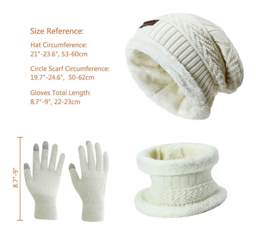 Image of Winter Beanie Scarf for Boys Girls (5-12 Years) Hats Circle Scarf Kids Slouchy Skull Cap