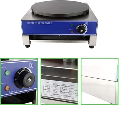 KJHYYPP 2800-W-Elektro-Crêpe-Maker mit 14,7-Zoll-Antihaft-Grillplatte für Eier, mit Temperaturregelung, Spatel, Streuer, Edelstahl – Bild 6