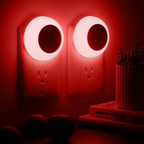 Image of fesnne Night Light, Night Lights Plug into Wall, Dusk to Dawn Sensor, Red Led Night Light 0.5W, 2 Pack Nightlight for Adults, Bedroom, Bathroom, Hallway, Kitchen