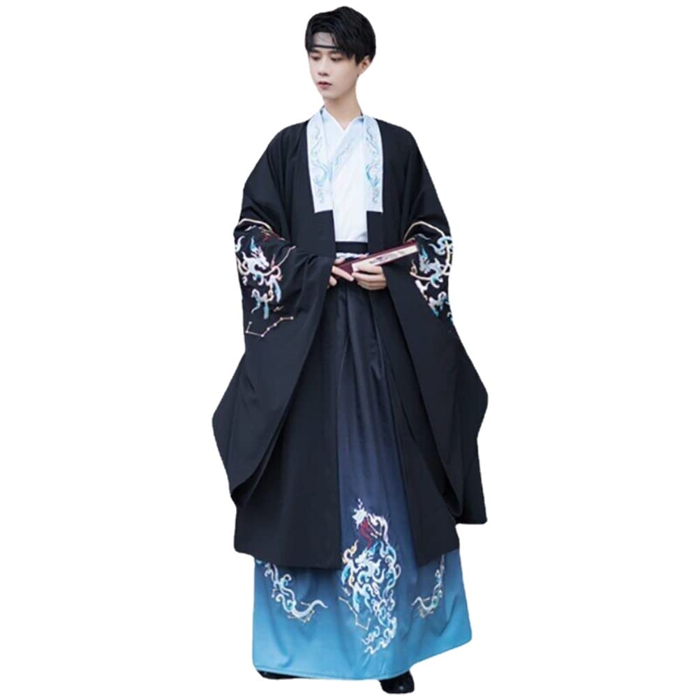 Sukienka Hanfu w stylu rycerskim, chińska sukienka Hanfu mężczyźni chiński starożytny haft Hanfu męski przebranie na karnawał Hanfu strój(4X Large)