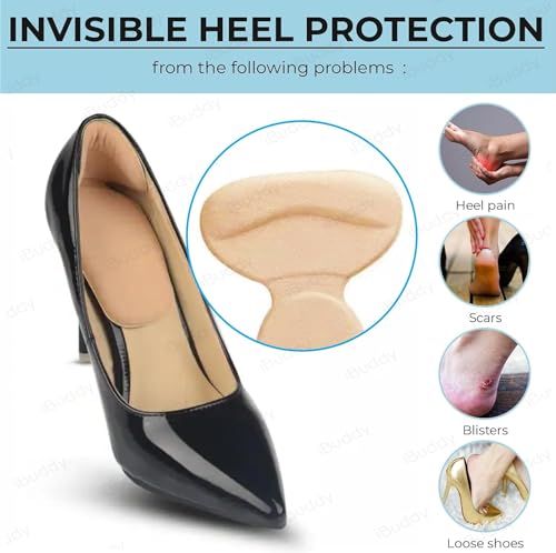 Image of Shoe Bite Protector & Gel Insoles | Foot Care Cushion Pads for Men & Women | Self-Adhesive Heel Grips, Shoe Tape, Arch & Heel Support | Prevent Blisters, Cuts | Comfort & Pain Relief Insoles (Black+Skin+Brown, Large)