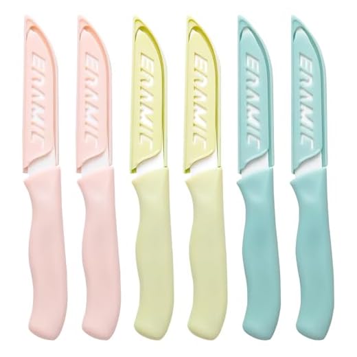 MxyVrix 6PCS Coltelli Da Cucina Coltelli Da Cucina in Ceramica, Coltelli da Spelucchino con Lama da 80mm, Manico Ergonomico, per Tagliare Frutta e Verdura, Inclusa Custodia Protettiva (6PCS)