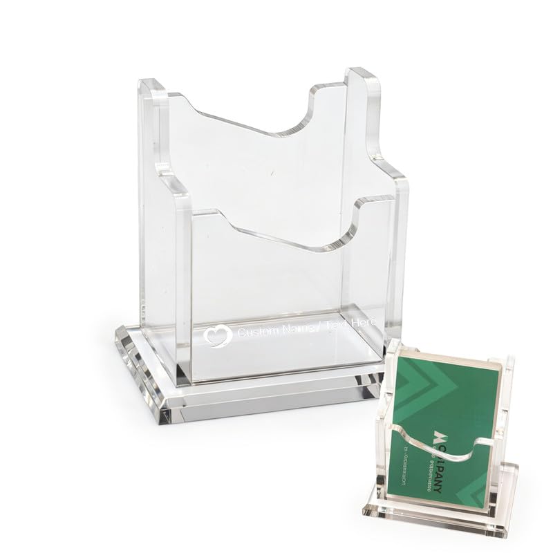 Custom Business Card Holder Desk, Engraved Acrylic Card Display Stand
