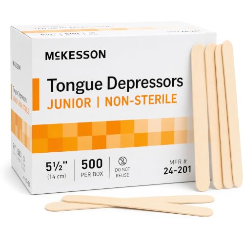 McKesson Tongue Depressors [500 Count] Junior Size Non-Sterile Wood Unflavored Splinter-Free 5.5 in Use for Medical Arts Crafts Spa