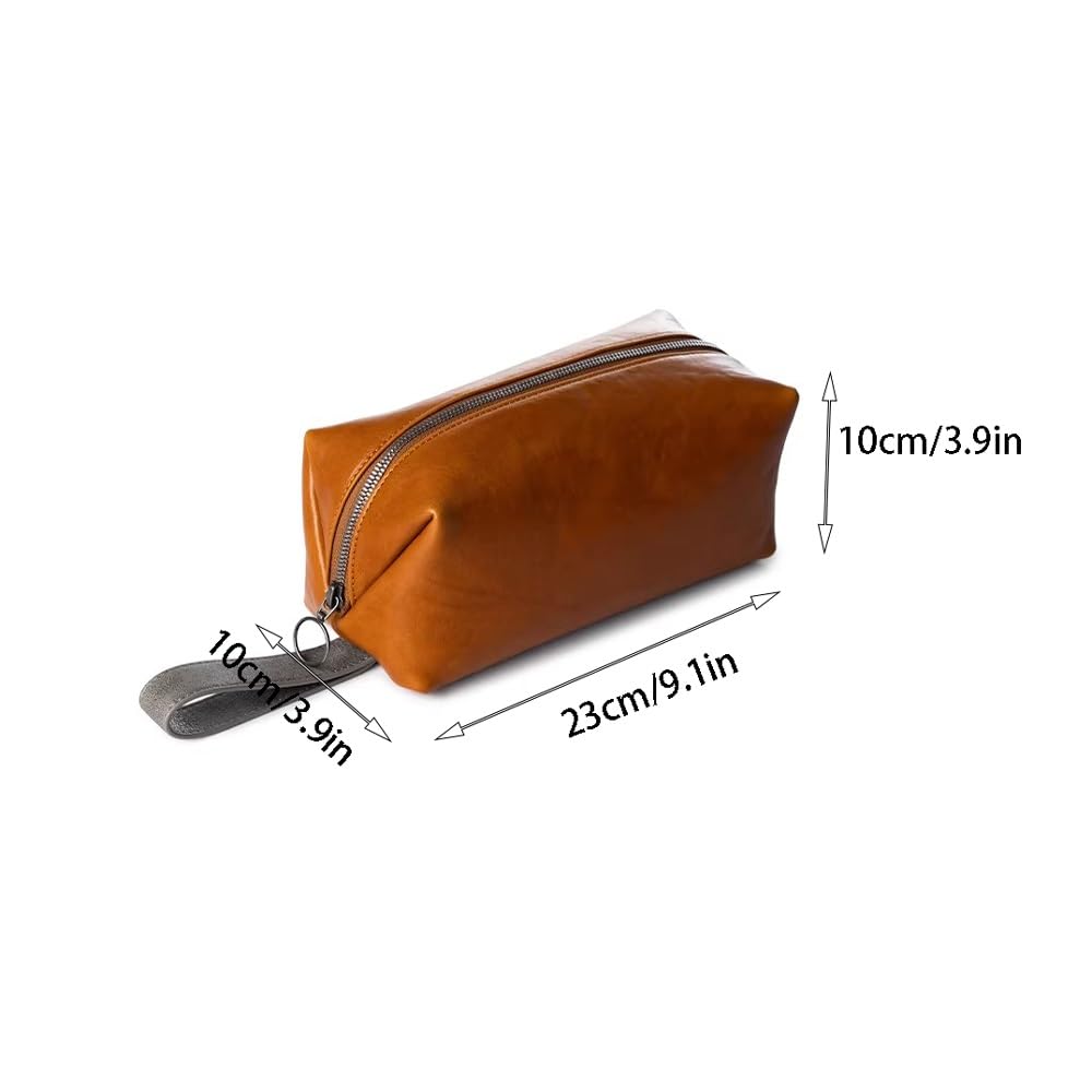 Neceser de Cuero for Hombres - Organizador de artículos de tocador for Ducha de baño - Neceser de Maquillaje cosmético for Mujeres(Brown)