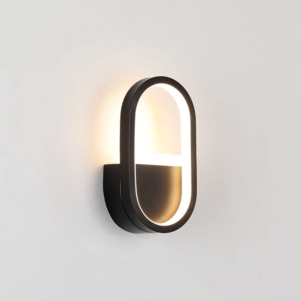 Lampe murale LED 14W géométrique en métal noir pour éclairage de chevet et salon