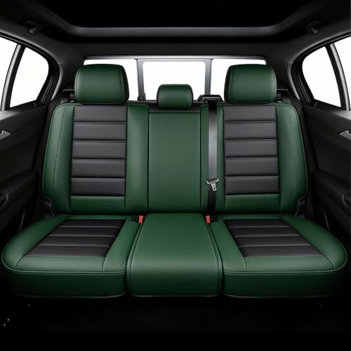 Image of Full Set Car Seat Covers for Ford F-150 F-250 F-350 XL XLT STX Lariat King Ranch Platinum Raptor Seat Covers 2007-2026, Waterproof Seat Protectors(Luxury 5 Seats /Black&Green)