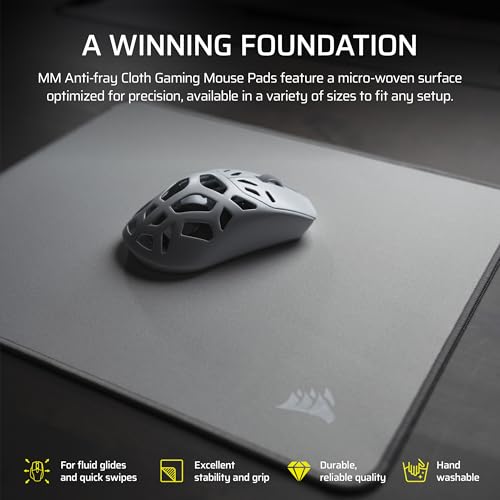Image of Corsair MM Anti-Fray Cloth Gaming Mouse Pad - XXL (930 x 400mm), Precision Micro-Woven Surface, Non-Slip Natural Rubber Base, Stitched Edges - Gray