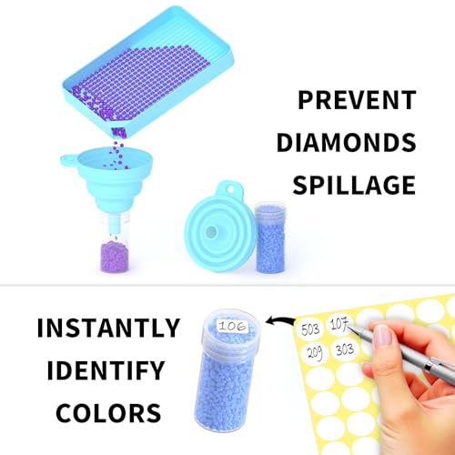 Image of VANSUNS 60 Slots Diamond Painting Storage Containers Kits, Thickened Waterproof Portable Bead Storage Boxes for Diamond Painting Accessories and Tools, Blue