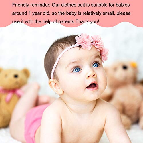 WELROG Baby Girls Cake Smash Outfit - Tutu Bloomers Diaper Cover Headband Pearl Necklace for First Birthday(White)