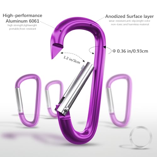 Image of sprookber 4 inch & 5 inch Extra Large Aluminum Carabiner D Ring, Caribeener Clips, Spring Snap Hook for Keychain Clip, Set of 4