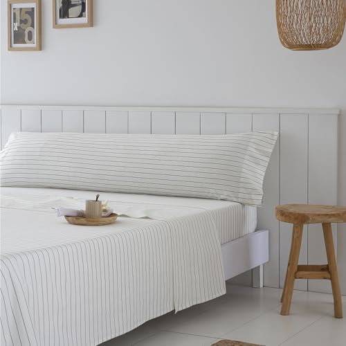 COTTON ARTean Juego de sabanas Tula Cama de 150 x 190/200. 100% ALGODÓN PERCAL 200 Hilos Incluye sábana encimera + 2 Fundas de Almohada + sábana Bajera Ajustable. Color Beige Claro