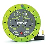 STATUS 2 Socket Cable Reel,10m Green Outdoor Extension Lead, Heavy Duty, 13 Amp, Thermal Cut Out Overload Protection, Ideal for Garden Power Tools,DIY Use, Workshop (S13A10MCR3)