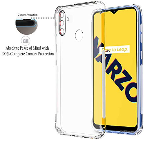 Image of TheGiftKart Ultra Clear Slim Anti-Slip Grip Soft Silicone Back Cover Case with Complete Camera Protection & Anti-Dust Plugs Built-in for Realme Narzo 20A / Narzo 10A (Transparent)