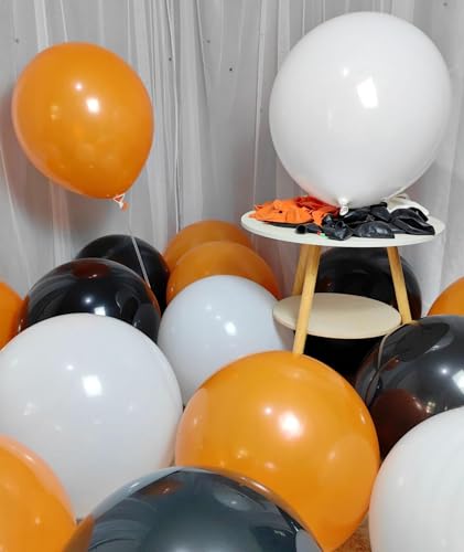 Image of 90 Pack Black White Orange Balloons 18 inch Latex Party Balloon Bulk for Halloween Various Party Events Decorations